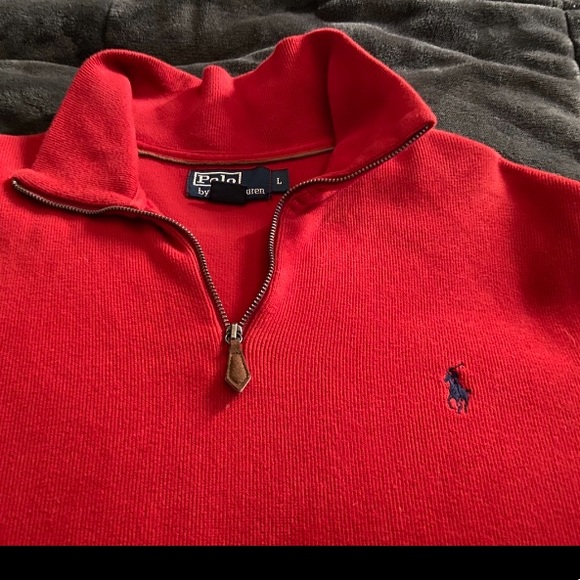 Polo by Ralph Lauren Quarter Zip Red Pullover - Picture 1 of 5